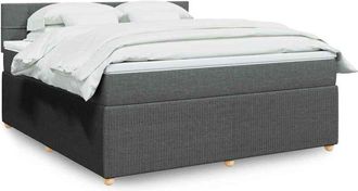 vidaXL Vidaxl - Cama Box Spring Con Colch&oacute;n Tela Gris Oscuro 180x200 Cm