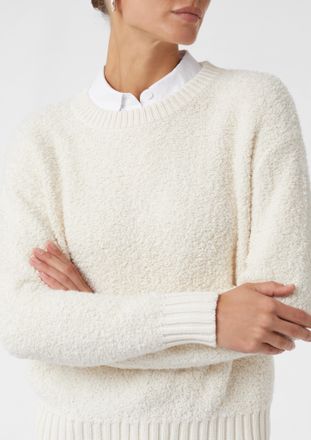 Comma Strickpullover, Damen, Gr. 48, creme beige, Strick, Obermaterial: 56% Baumwolle, 44% Polyester, COMMA CASUAL IDENTITY, unifarben, relaxed fit h&uuml;ftbede