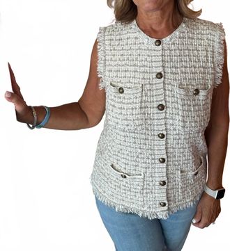 Autumn Cashmere Tweed Fringe Vest In Natural