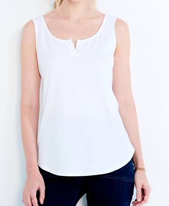 Nic+Zoe Split Neck Tank In Paper White