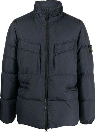 Stone Island Waffen Patch Crinkle Labs Down Padded Jacket Black 771540123-V0020