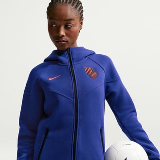 Nike USMNT Tech Fleece Windrunner Nike Womens Soccer Full-Zip Hoodie in Blue | IM9519-455