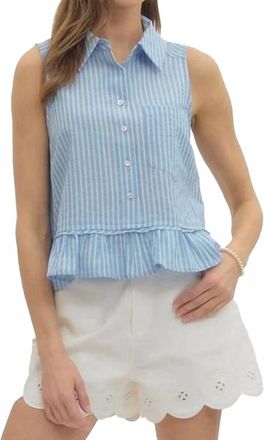Entro Yacht Club Ruffle Tank Top In Blue
