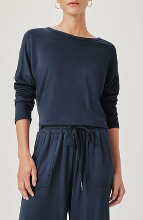 Splendid Jada Pointelle Sweatshirt in Navy Blue at Nordstrom, Size Medium