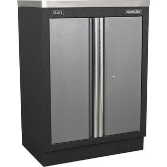Loops 680mm Modular 2 Door Floor Cabinet - Adjustable Shelf - Aluminium Handles