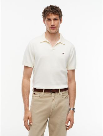 Tommy Hilfiger Mens Short-Sleeve Sweater Polo - Rich Cream - XXL