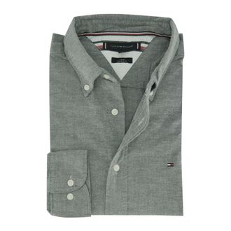 Tommy Hilfiger Overhemden, Heren, Groen, L, Katoen, 1985 Flex Oxford Shirt