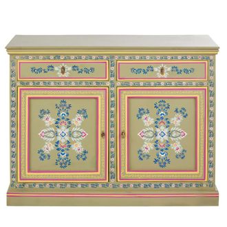 Maisons du monde Aparador de 2 puertas con 2 cajones con flores multicolor 110 cm