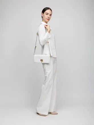 Pinko Womens Shoulder Bag White Leather - Shoulder-Bags