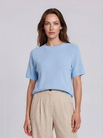 Masai MaFokimia Short Sleeve Knit Blouse in Powder Blue at Nordstrom, Size Xx-Large