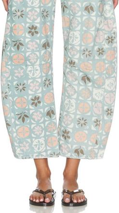 We The Free Good Luck Printed Barrel Jeans In Jade Combo