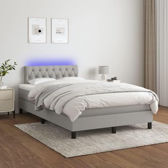 vidaXL Vidaxl - Cama Box Spring Con Colch&oacute;n Tela Y Led Gris Claro 120x200 Cm