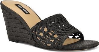 Nine West Nimaa Wedge Sandal in Black at Nordstrom, Size 5.5