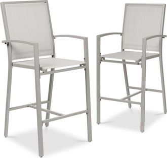 Best Choice Products Outdoor Barstools Set of 2, Bar Height Patio Chairs w/ All-Weather Mesh