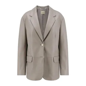 Alysi Jassen, Dames, Grijs, XS, Leer, Zachte Leren Blazer