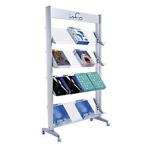 Paperflow Paperflow - Expositor M&oacute;vil Met&aacute;lico De Folletos Con Baldas De Cristal