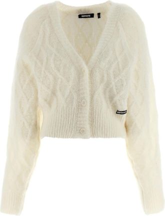 Rotate White Fluffy Knit Cardigan