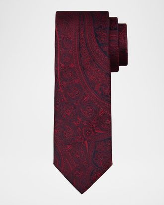 Canali Men & apos;s Oversized Paisley Silk Jacquard Tie