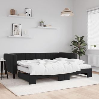 vidaXL Vidaxl - Sof&aacute; Cama Nido Con Colch&oacute;n Terciopelo Negro 90x190 Cm