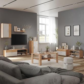 Vicco Conjunto De Sal&oacute;n Berno, Roble Dorado/blanco, Juego De 6 Piezas, Vicco