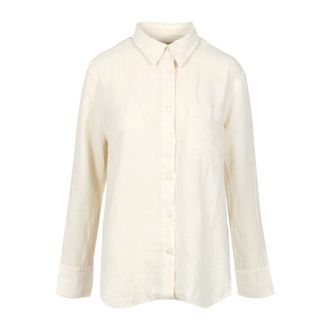 Roy Rogers Shirts, female, Beige, Size: XS Linen Collar Shirt Long Sleeve Button