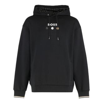HUGO BOSS Hoodies, male, Black, 2XS, Terry Hooded Sweatshirt
