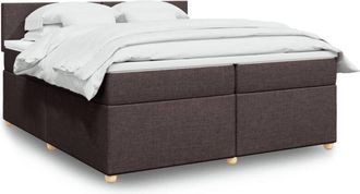 vidaXL Cama Box Spring Con Colch&oacute;n Tela Marr&oacute;n Oscuro 200x200 Cm Vidaxl