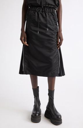 sacai Nylon Twill Midi Skirt in Black at Nordstrom, Size 2