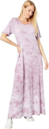 Mod-o-doc Slub Jersey Maxi Dress Pink Tie Dye Short Sleeve JZZ229