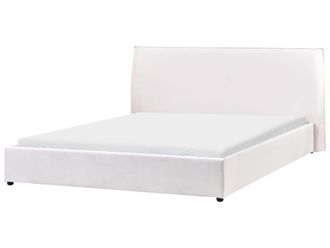 Beliani Cama matrimonial de tejido blanco 180x200