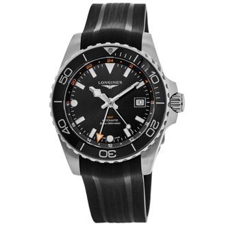 Longines HydroConquest GMT Black Dial Rubber Strap Mens Watch L3.790.4.56.9