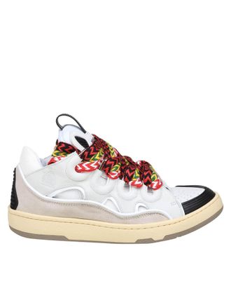 Lanvin Curb Sneakers In Leather And Suede With Multicolor Laces