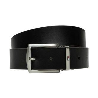 Tommy Hilfiger Accessoires, Heren, Zwart, ONE Size, Leer, Klassieke Zwarte Leren Riem voor Mannen