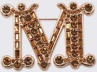 Max Mara Spilla monogram in metallo con cristalli incastonati