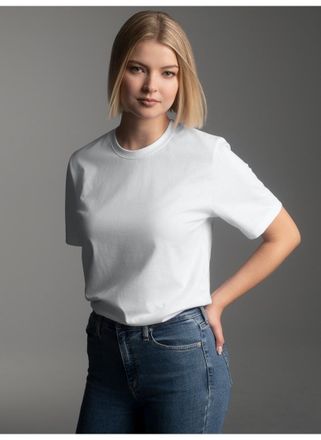 Trigema T-Shirt TRIGEMA TRIGEMA T-Shirt DELUXE Baumwolle, Damen, Gr. 4XL, weiss (wei&szlig;), Single Jersey, 100% Baumwolle, Basic, lang, Rundhals, Shirts T-Shirt