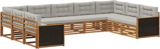 vidaXL Conjunto De Sof&aacute;s De Exterior 9 Uds. Natural Y Gris Claro Vidaxl