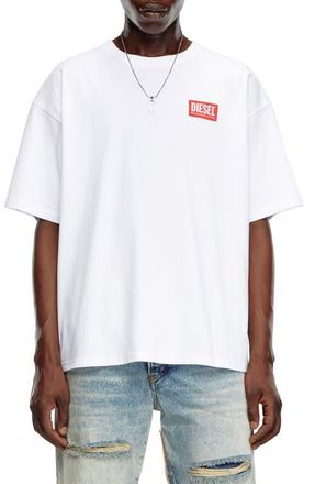 Diesel T-Boxt-Lab Oversize Logo Patch T-Shirt in White at Nordstrom, Size Xx-Large