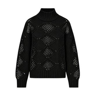Liu Jo Dolcevita con perline e lavorazione traforata - - Knitwear - Donna - Nero - M