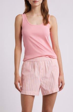 Open Edit Oversize Boyfriend Boxer Shorts in Pink Kristen Stripe at Nordstrom Rack, Size Small