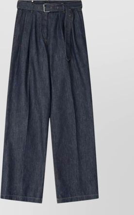 Dries Van Noten denim trousers pleated front removable belt