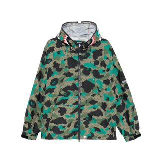 A Bathing Ape Light Jackets, male, Green, Size: XL Hooded Zip Jacket