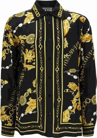 Versace Jeans Couture Barok Patroon Lange Mouw Shirt Zwart - Heren - Casual Overhemden - Veelkleurig - S - Overhemden
