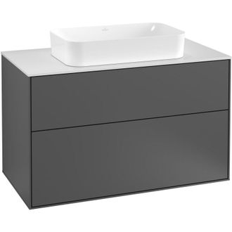 Villeroy & Boch Finion, Muebles De Lavabo, 1000 X 603 X 501 Mm, Angular, Con Orificio Para Grifer&iacute;a, Modelo Suspendido, En Madera, Lavabo En El Medio, Lacado Blanco B
