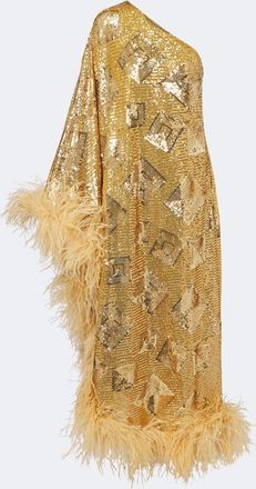 Taller Marmo Feather-trimmed sequined gown