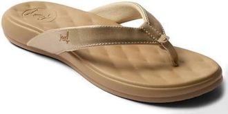 Reef Womens Reef Cushion Harmony Sandals Gold Faux Leather Flip Flop GAL1585