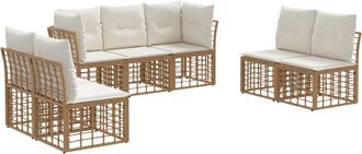 vidaXL Conjunto De Sof&aacute;s De Exterior Natural Poli&eacute;ster Vidaxl