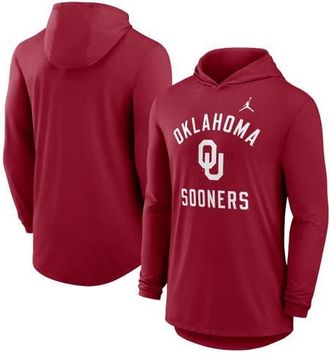 Jordan Brand Mens Jordan Brand Crimson Oklahoma Sooners Classic Arch Tri-Blend Dri-FIT Long Sleeve Hoodie T-Shirt at Nordstrom, Size X-Large