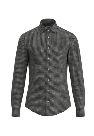 Seidensticker Businesshemd SEIDENSTICKER Shaped, Herren, Gr. M (39), normale &Auml;rmell&auml;ngen, schwarz, 100% Baumwolle, bedruckt, tailored fit, 2-Knopf-Manschette, Hemde