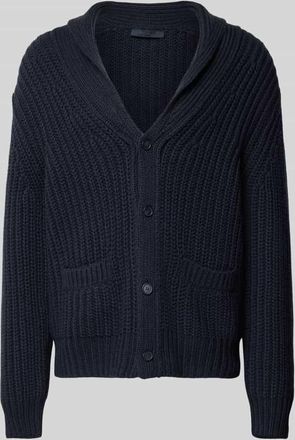 HUGO BOSS Regular Fit Strickjacke aus Schurwoll-Kaschmir-Mix - BECKHAM x BOSS in Marine, Größe XL