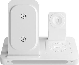 OEM Estaci&oacute;n De Carga Inal&aacute;mbrica 3 En 1 Iphone Magsafe Watch Airpods Blanco Pisen